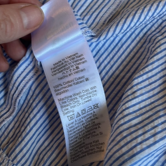 NWOT J.Crew | 2023 Blue/White Stripe Seersucker Tier Ruffle Dress Plus Size 18 - Picture 11 of 11